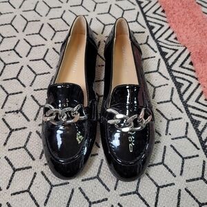 Donald J. Pliner Black Patent Leather Chain Loafers